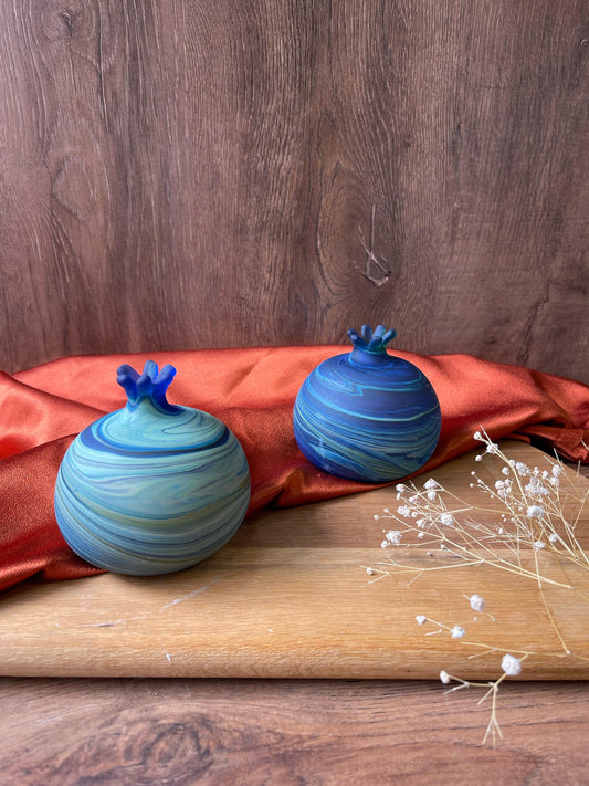 Large Blue Pomegranate Phoenician Glass Vase