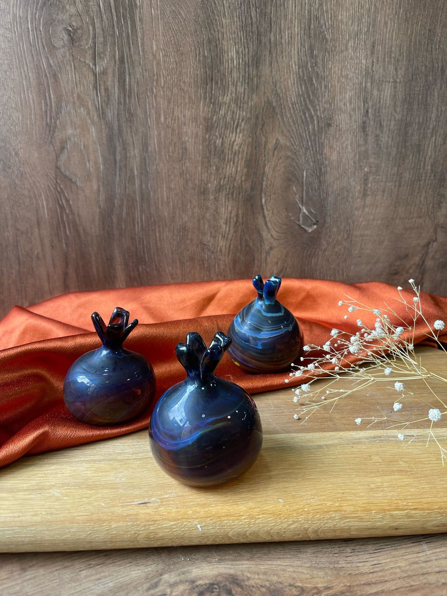 Small Blue Pomegranate Phoenician Glass Vase