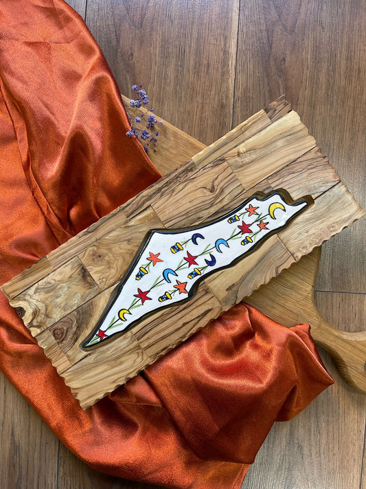 A beautifully crafted Palestine wood map