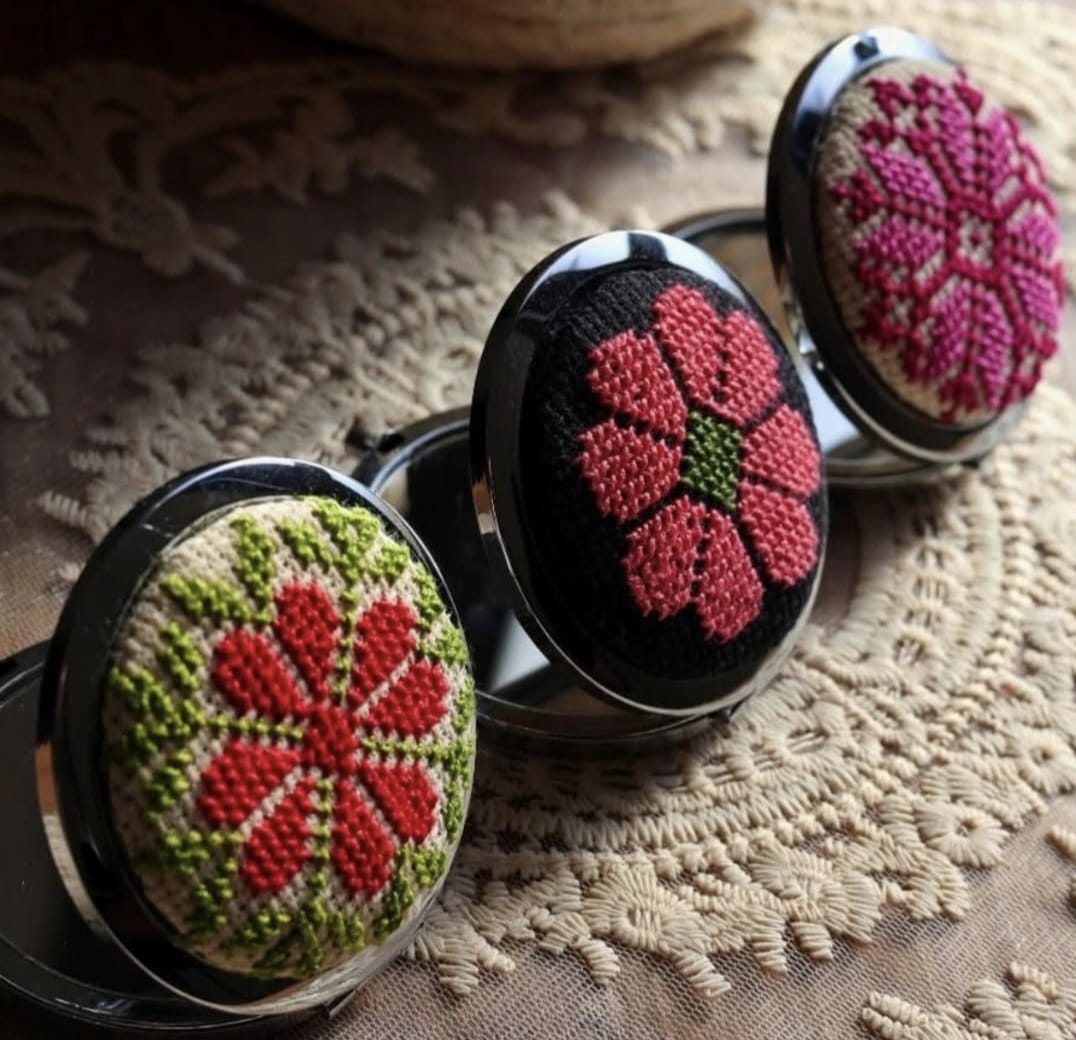 Palestinian hand embroidery (Tatreez) mirror