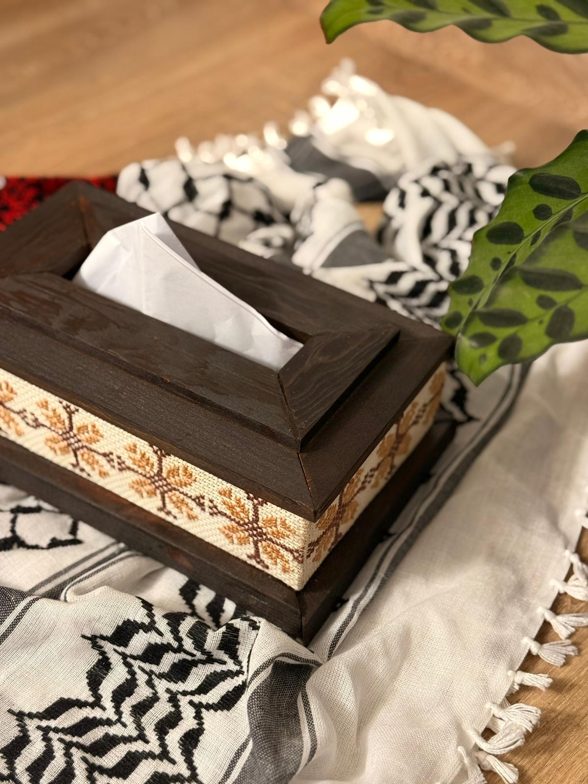 Wooden Tissue Box with Tatreez