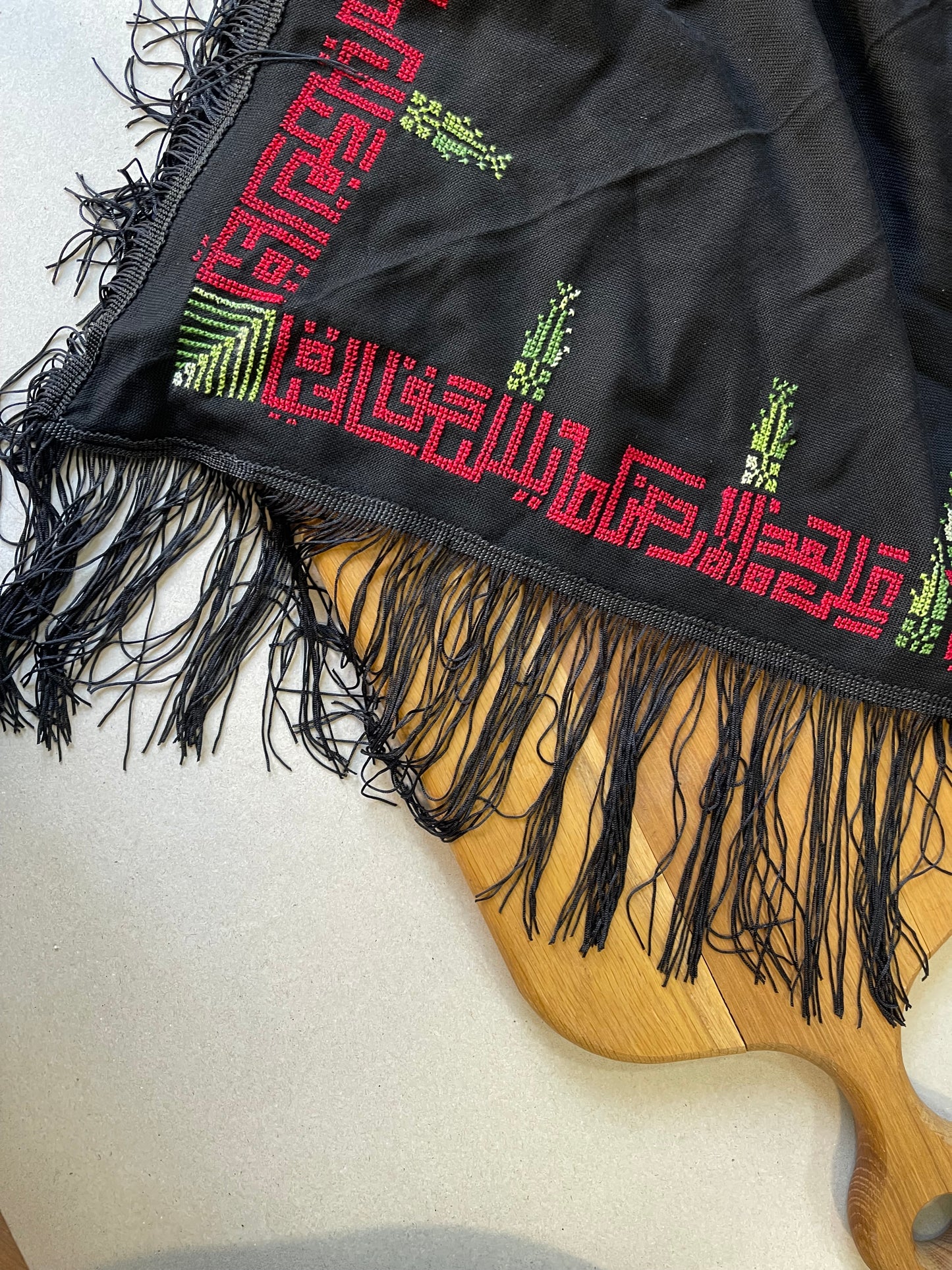 Black Triangle Shawl with Mahmoud Darwish Famous Qoute