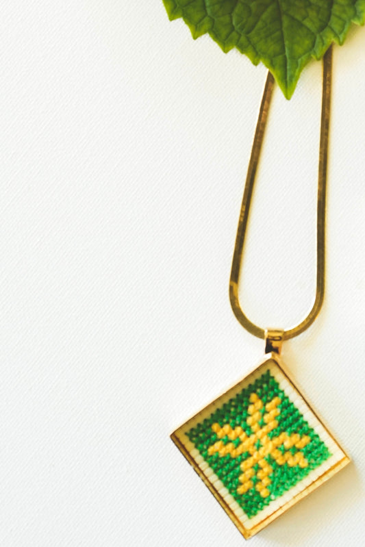 Tatreez Spring Bloom Pendant- By Israa Kassem