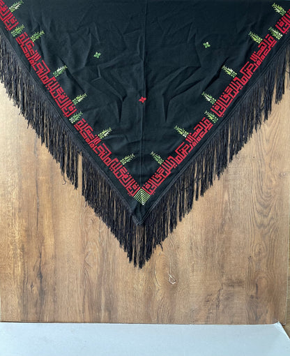 Black Triangle Shawl with Mahmoud Darwish Famous Qoute