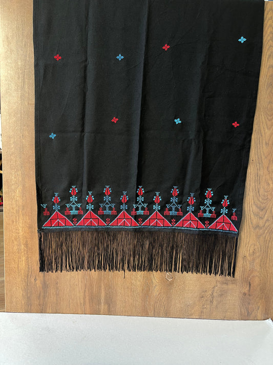 Black Shawl with Stunning Blue&Red Tatreez