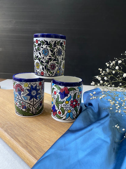 DELICATE FLORAL CERAMIC COFFE MUG - hebron ceramic