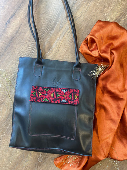 "Sitti Marwa" Tatreez Leather Tote-Bag