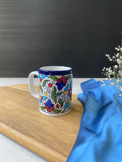 DELICATE FLORAL CERAMIC COFFE MUG - hebron ceramic