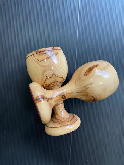 Olive Wood Hand Carved Artistic Chalice Made in Bethlehem .