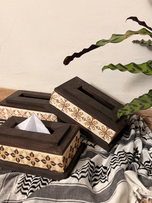 Wooden Tissue Box with Tatreez
