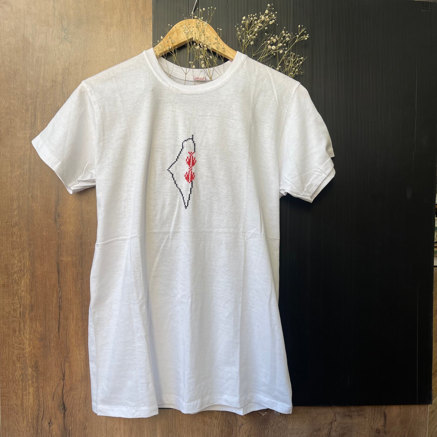 Map & Heritage Tatreez on White T-Shirt