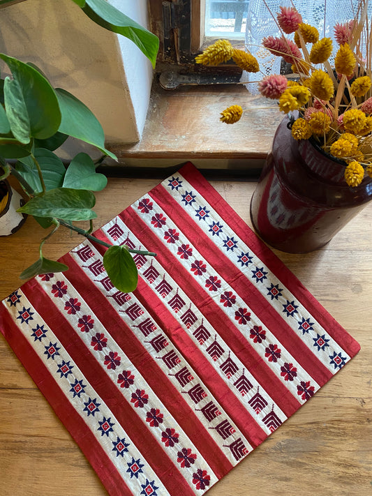 Red Stripes Tatreez PIllow Case