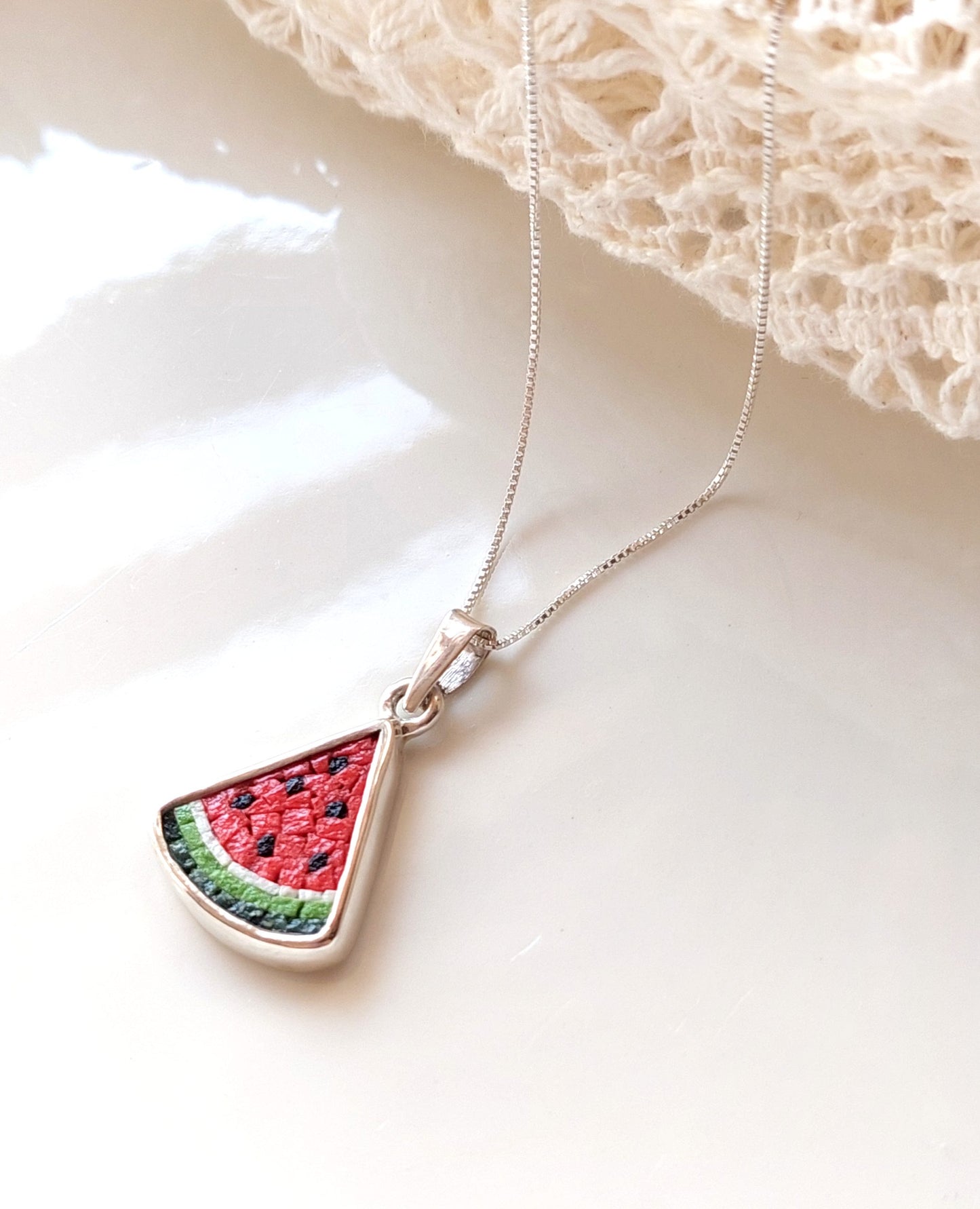 Watermelon Mosaic Necklace- Galassia Jewelery