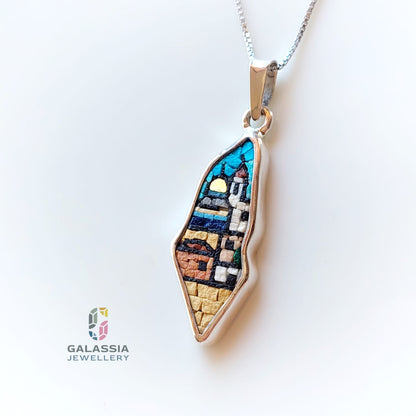 Pali Map with Dome of The Rock Necklace- Galassia Jewelery