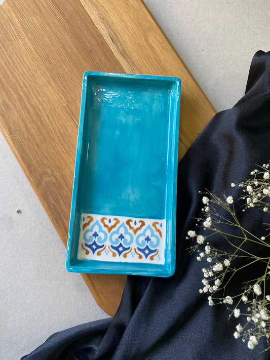 Blue Ceramic 2 PC TILE TRAY