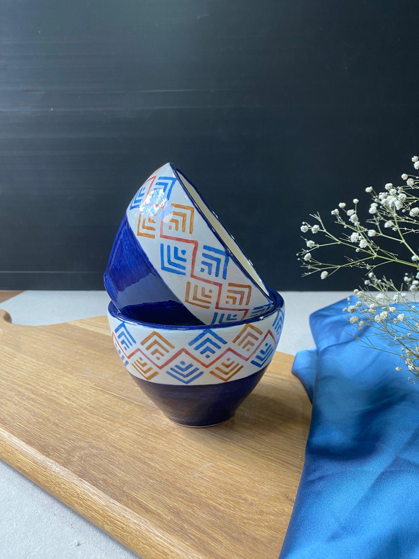 Handpainted Blue Ceramic Bowl