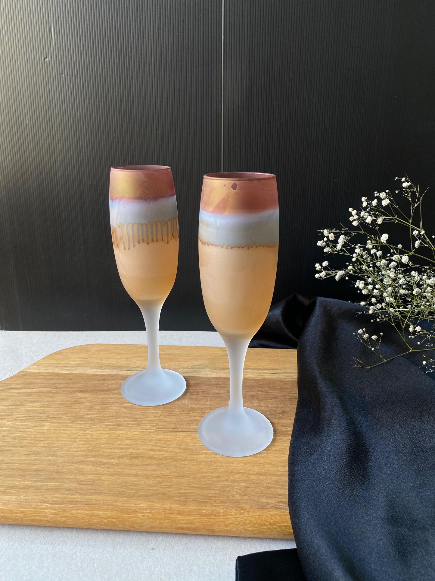 Orange-Pink Gazan Champagne Glass