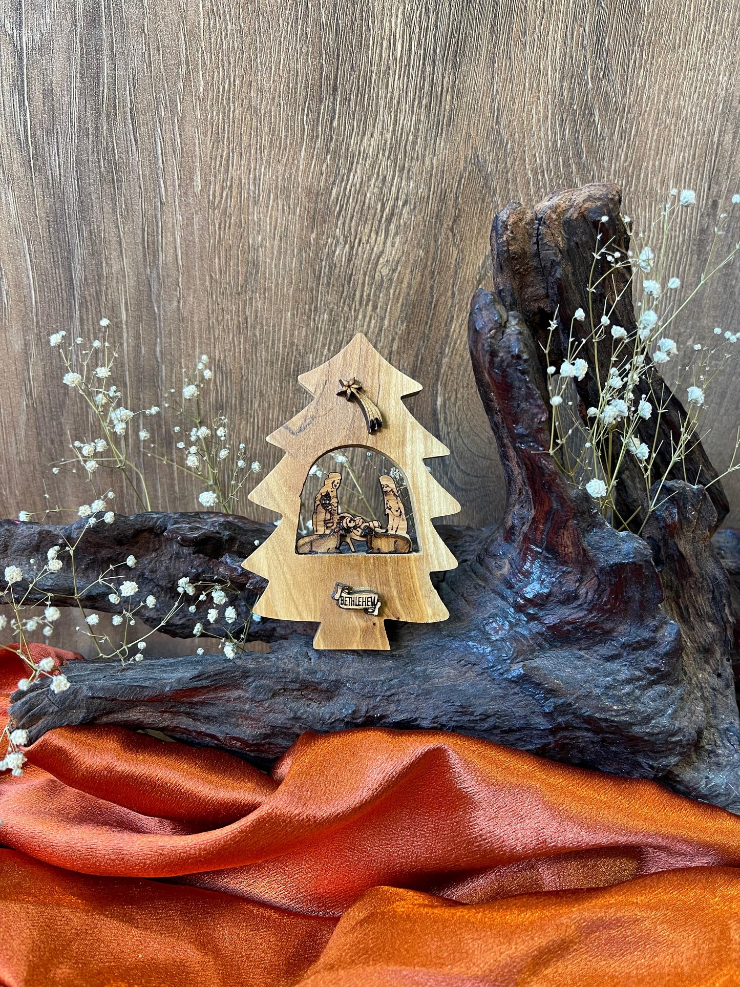 Handmade Wooden Christmas Tree with the Magi