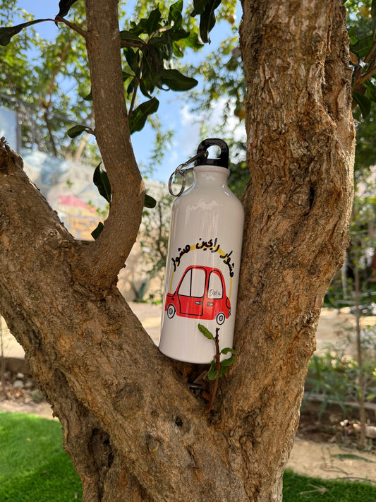 “مشوار رايحين مشوار” Stainless Steel Water Bottle with carabiner Lid