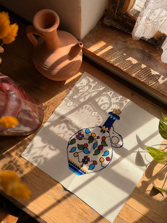 Off-White Tatreez Textile Hebron Style Ceramic vessel