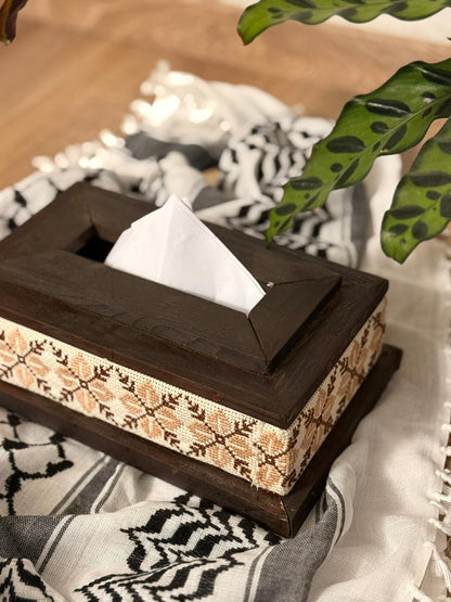 Wooden Tissue Box with Tatreez