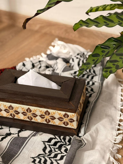 Wooden Tissue Box with Tatreez